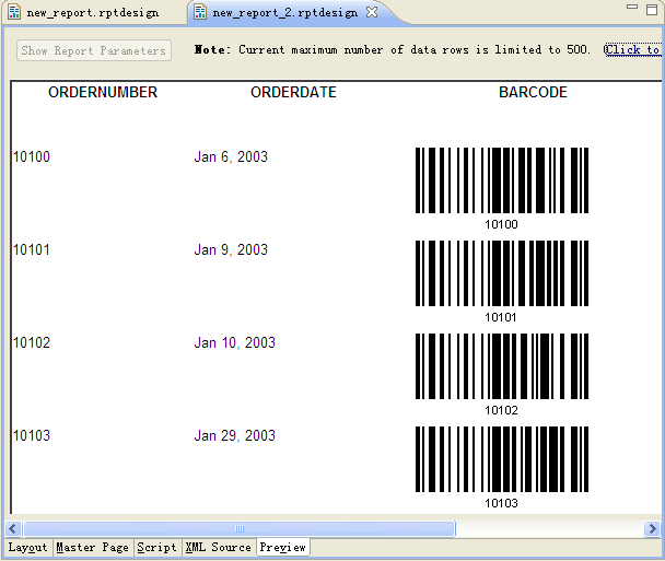 generate multiple barcodes in BIRT Report